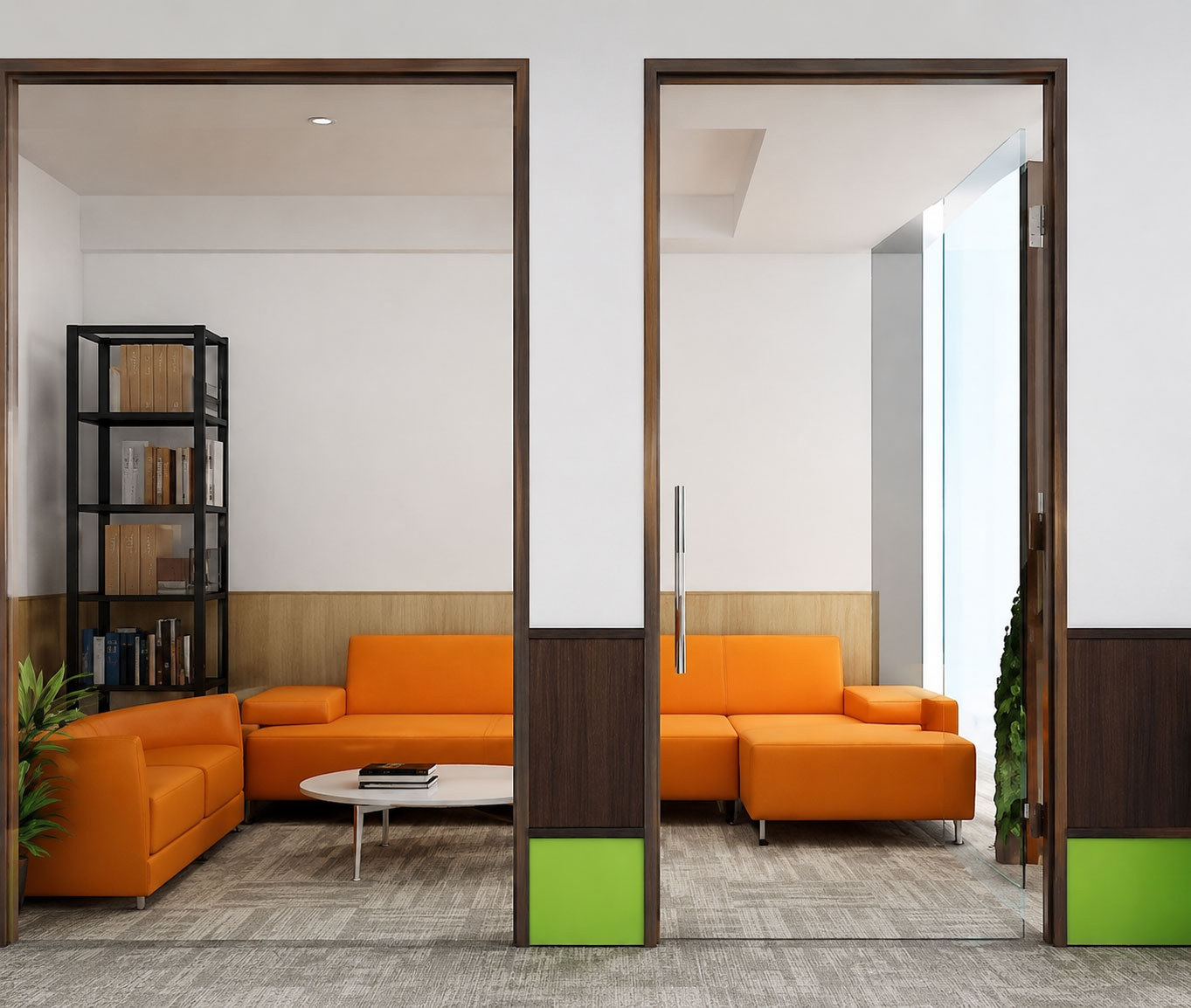 Marble slabs, timber veneers and fabric swatches arranged on a table